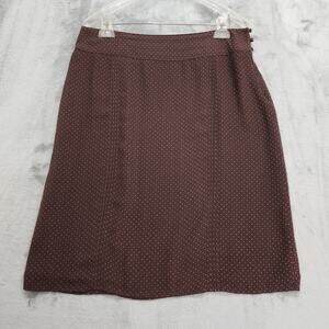 Vintage Y2K GAP Skirt Womens 12 Brown Pink Polka Dot‎ Chiffon Side Button Pencil